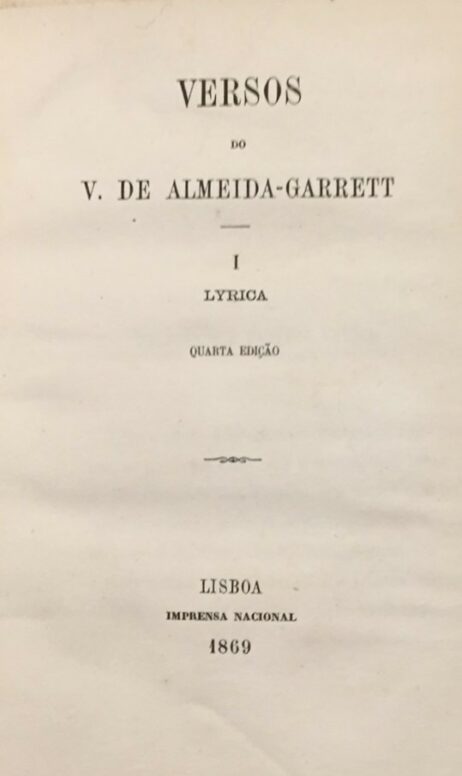 Versos do V. de Almeida-Garrett - I Lyrica