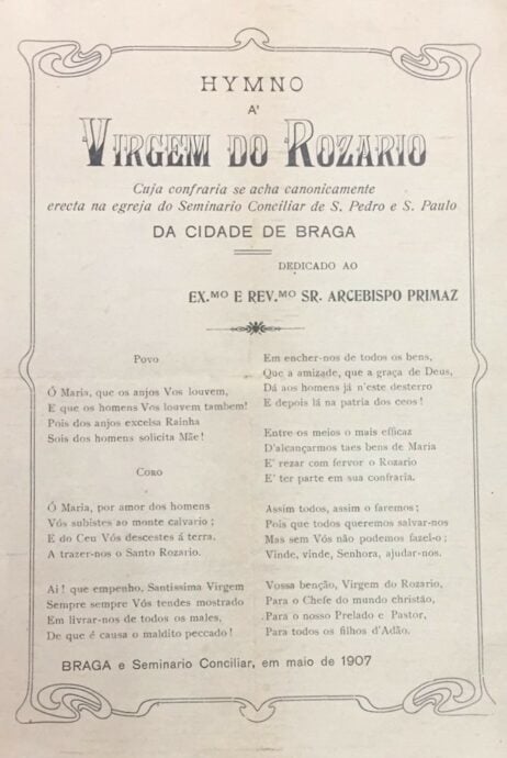 Hymno á Virgem do Rozario: Cuja confraria se acha canonicamente erecta na egreja do Seminario Conciliar de S. Pedro e S. Paulo