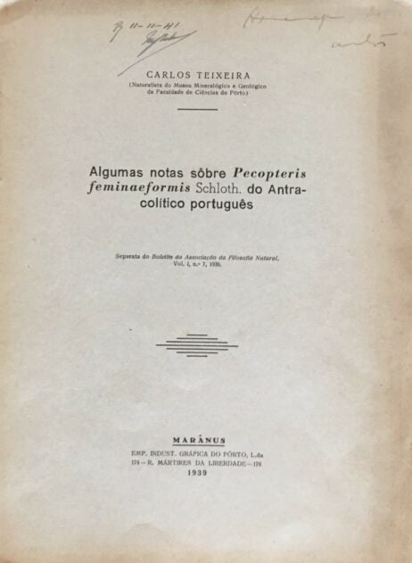 Algumas notas sôbre Pecopteris feminaeformis Schloth. do Antracolítico português