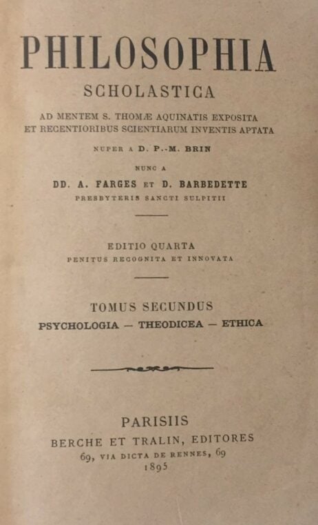 Philosophia Scholastica ad Mentem S. Thomae Aquinatis exposita et recentioribus scientiarum inventis aptata