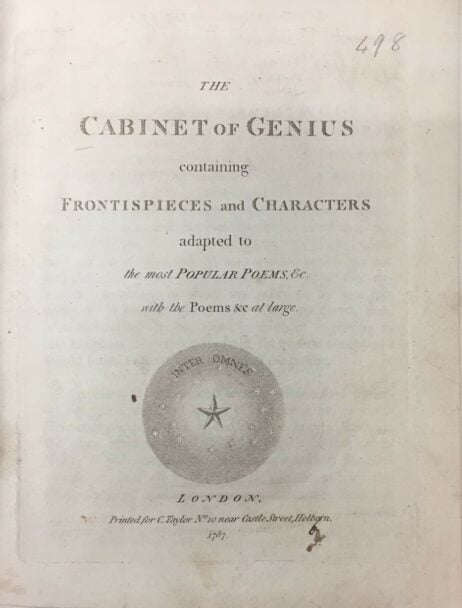 The Cabinet of Genius containing Frontispieces and Characters adapted to the most Popular Poems &c with the Poems &c at large
