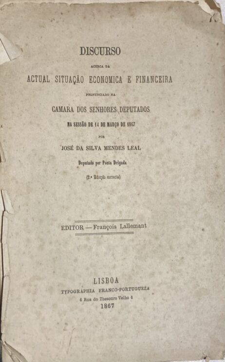 Discurso acerca da actual situação economica e financeira pronunciado na Camara dos Senhores Deputados na sessão de 14 de Março de 1867